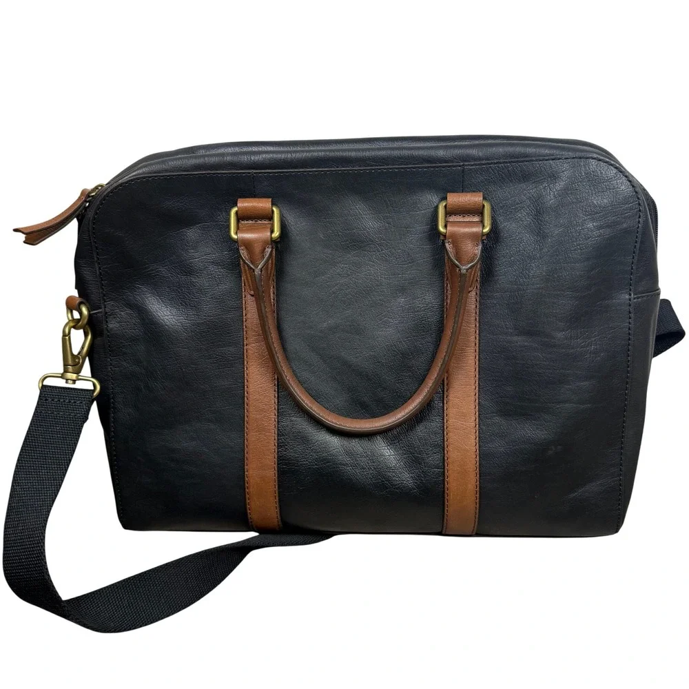 Fossil Leather Evan Satchel Messenger Laptop Work Bag Crossbody Work Bag Handbag